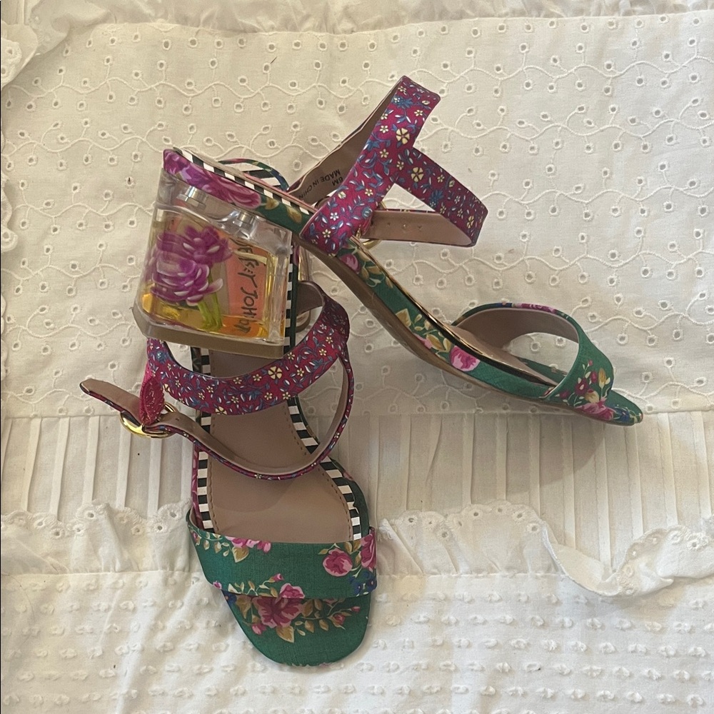 Floral Multicolor Block Heel Sandals - Women's Summer Dress Shoes